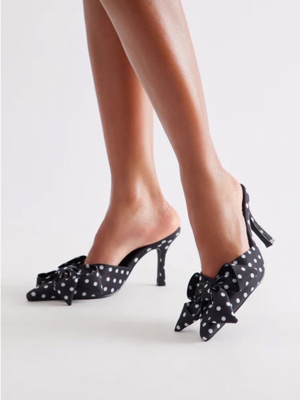 Fashion Nova Black Polka Dot Bow Mules